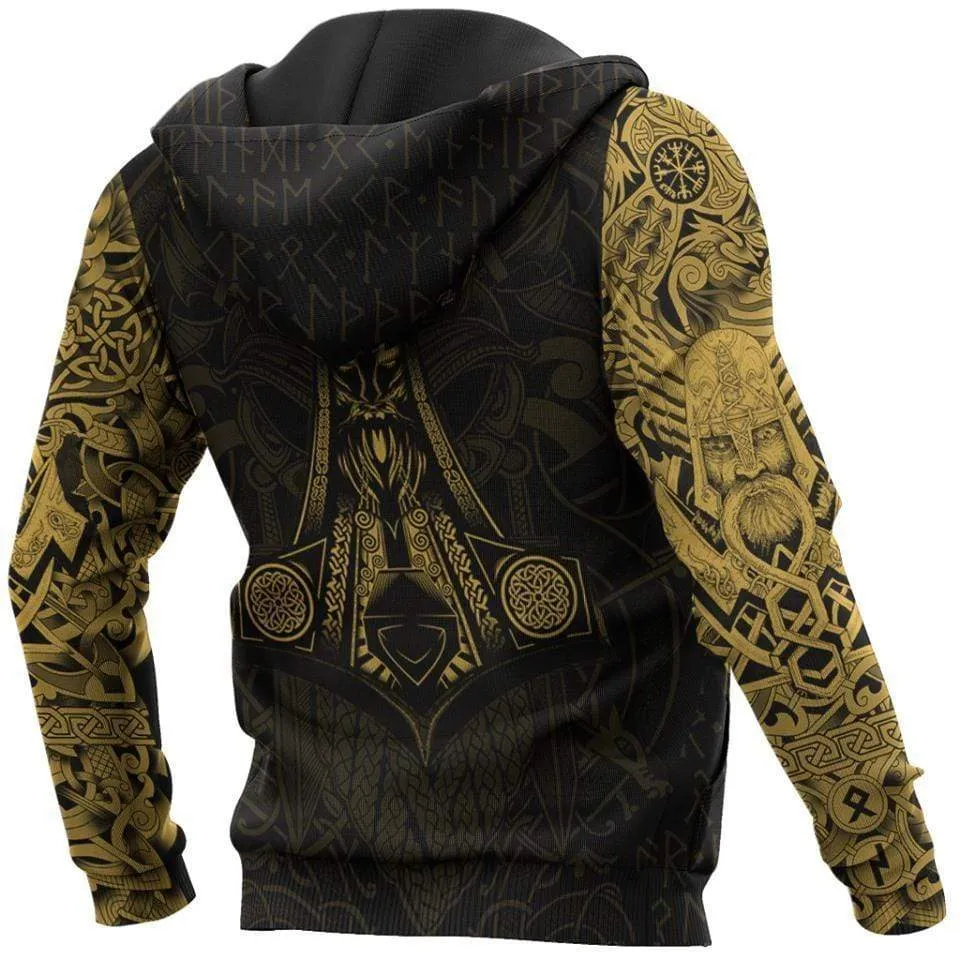 Gold Plated Odin Tattoo Style