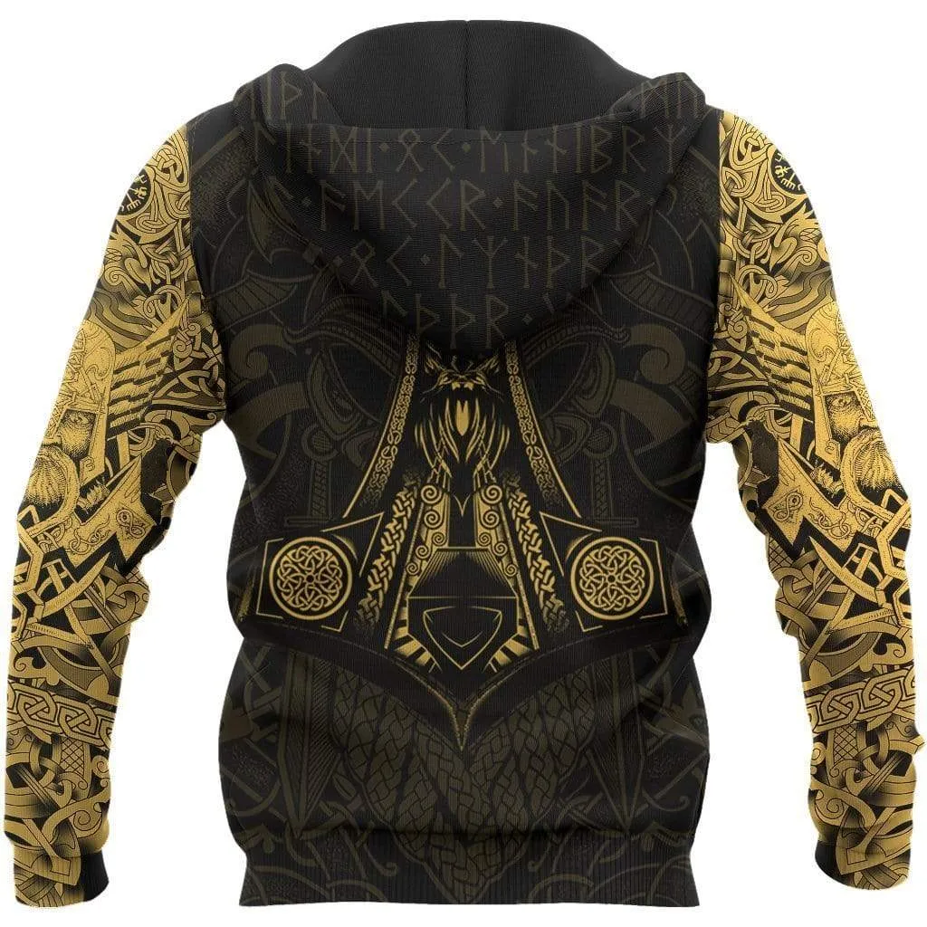 Gold Plated Odin Tattoo Style