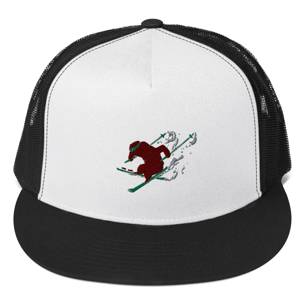 Goldie the Grizzly Skiing Trucker Cap