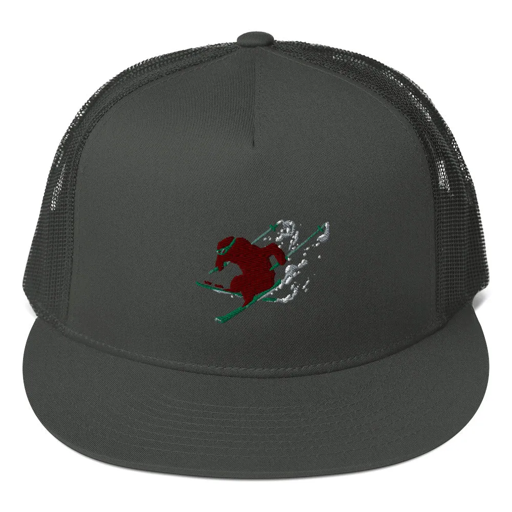 Goldie the Grizzly Skiing Trucker Cap
