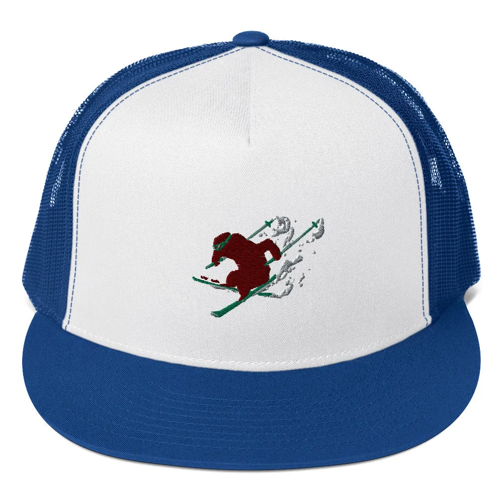 Goldie the Grizzly Skiing Trucker Cap