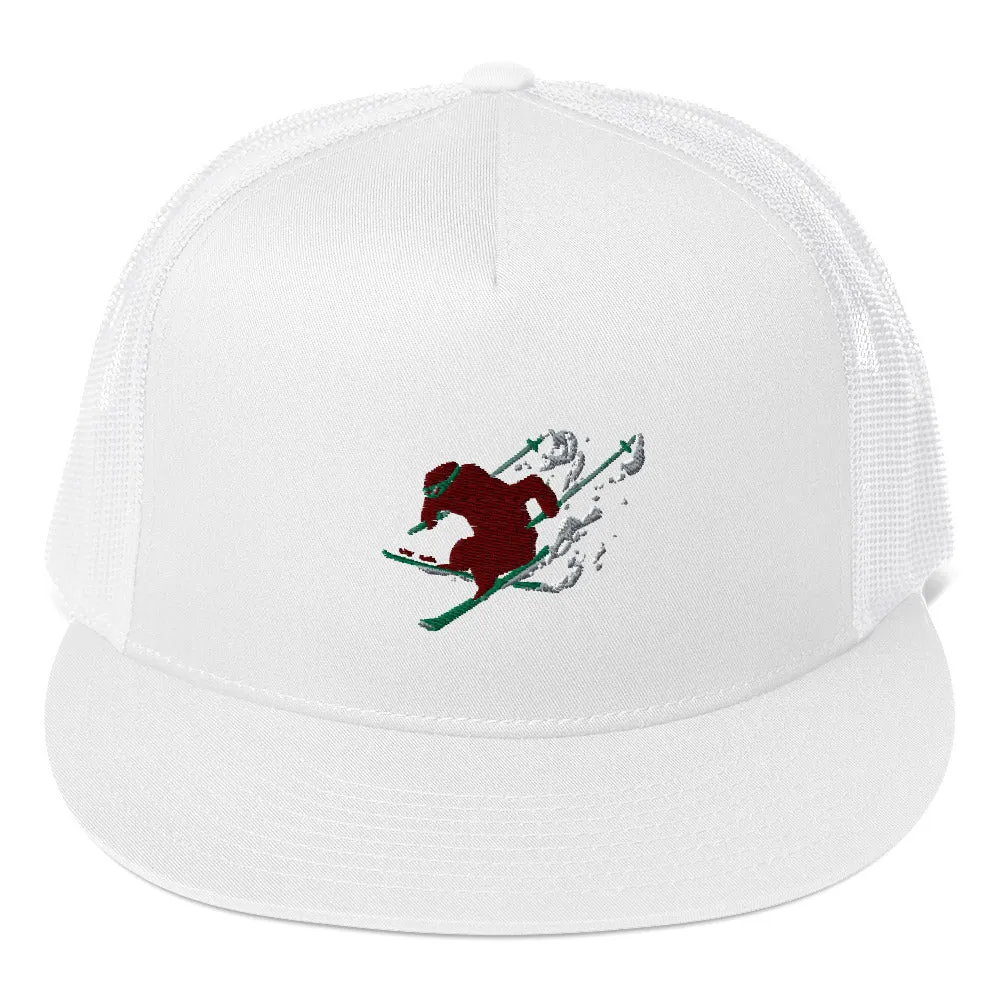 Goldie the Grizzly Skiing Trucker Cap