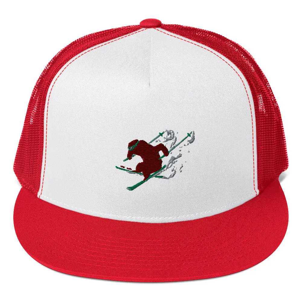 Goldie the Grizzly Skiing Trucker Cap