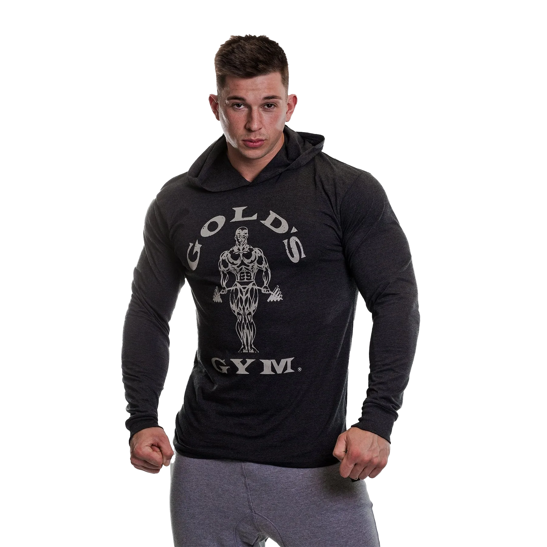Gold's Gym Long Sleeve Hooded Top - Black Marl