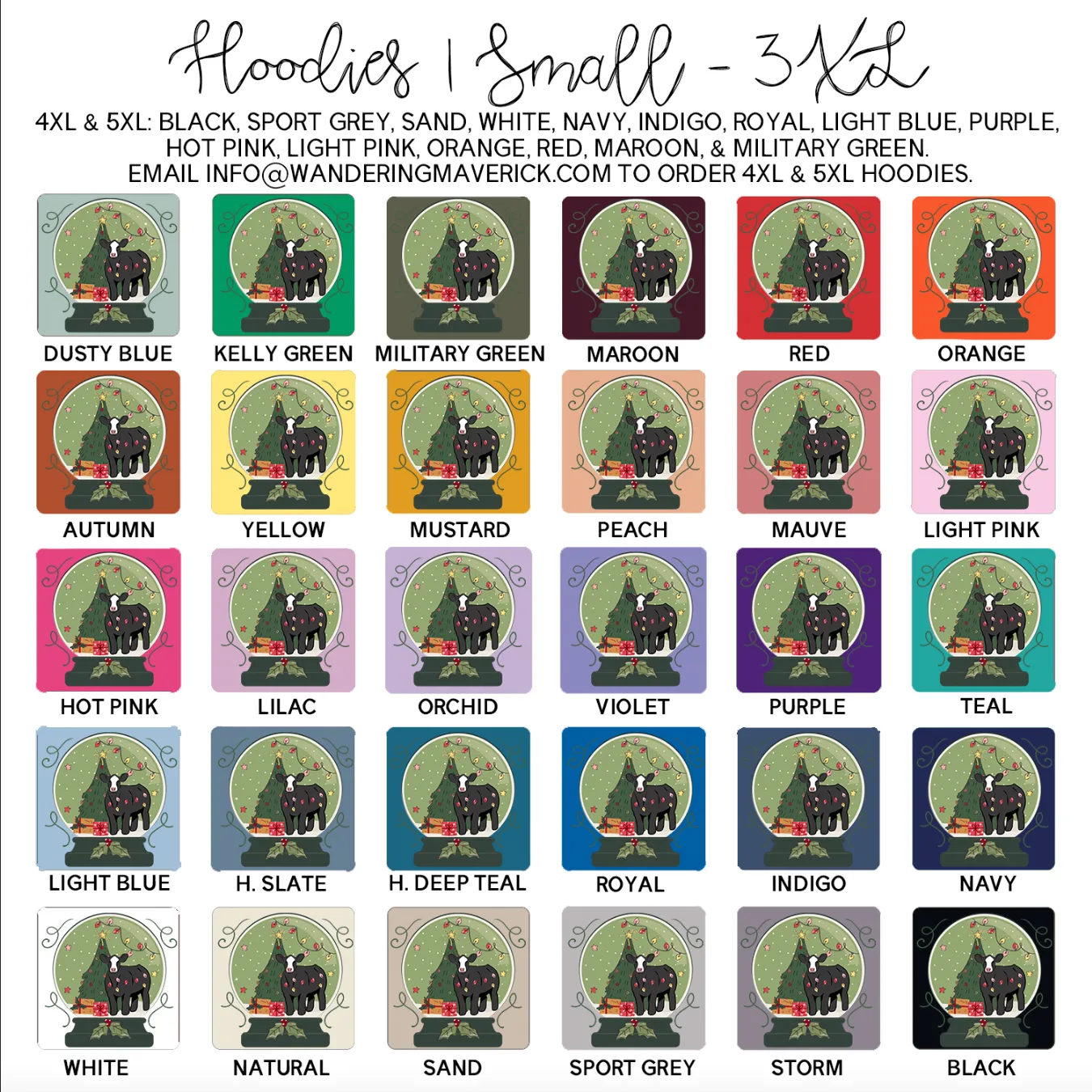 Green Snow Globe Steer Hoodie (S-3XL) Unisex - Multiple Colors!