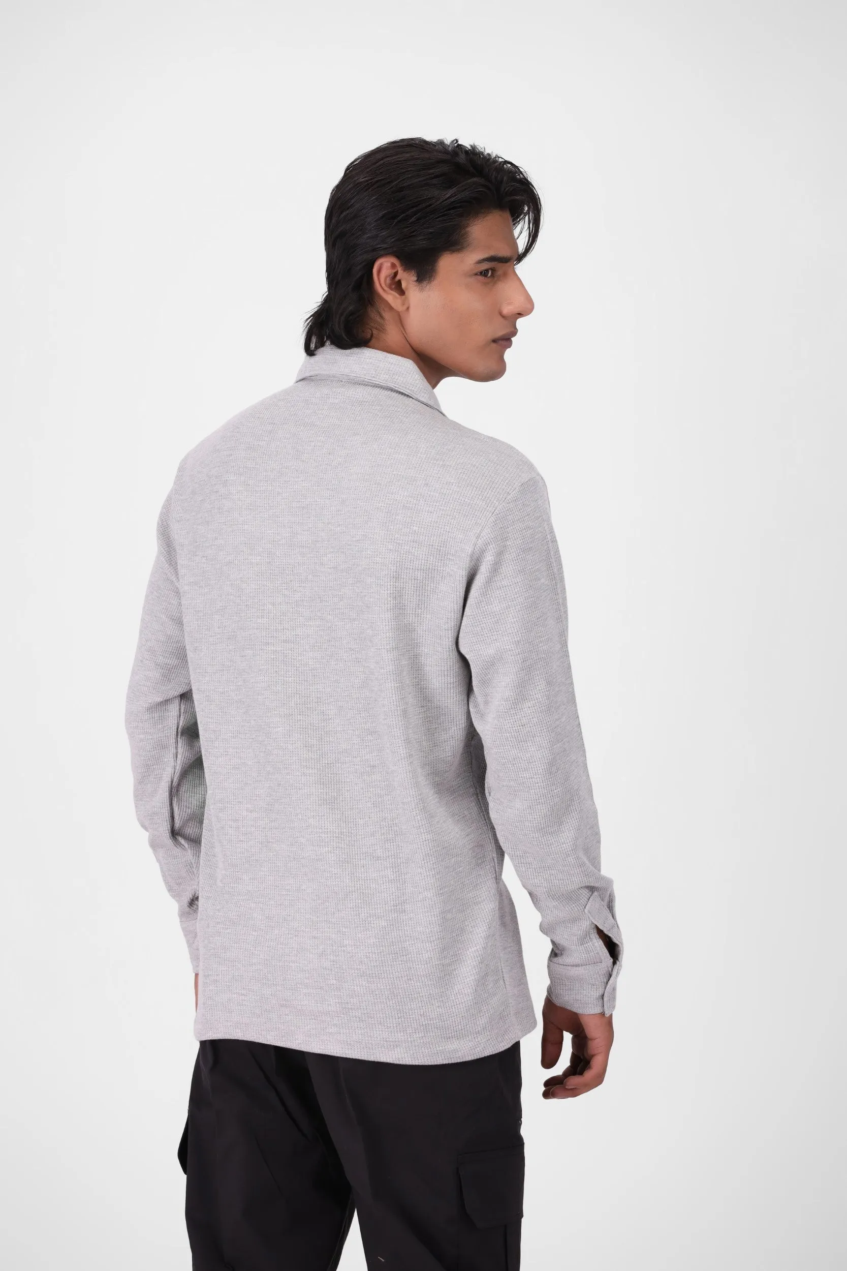 Grey Textured Casual Shirt