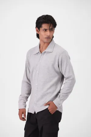 Grey Textured Casual Shirt