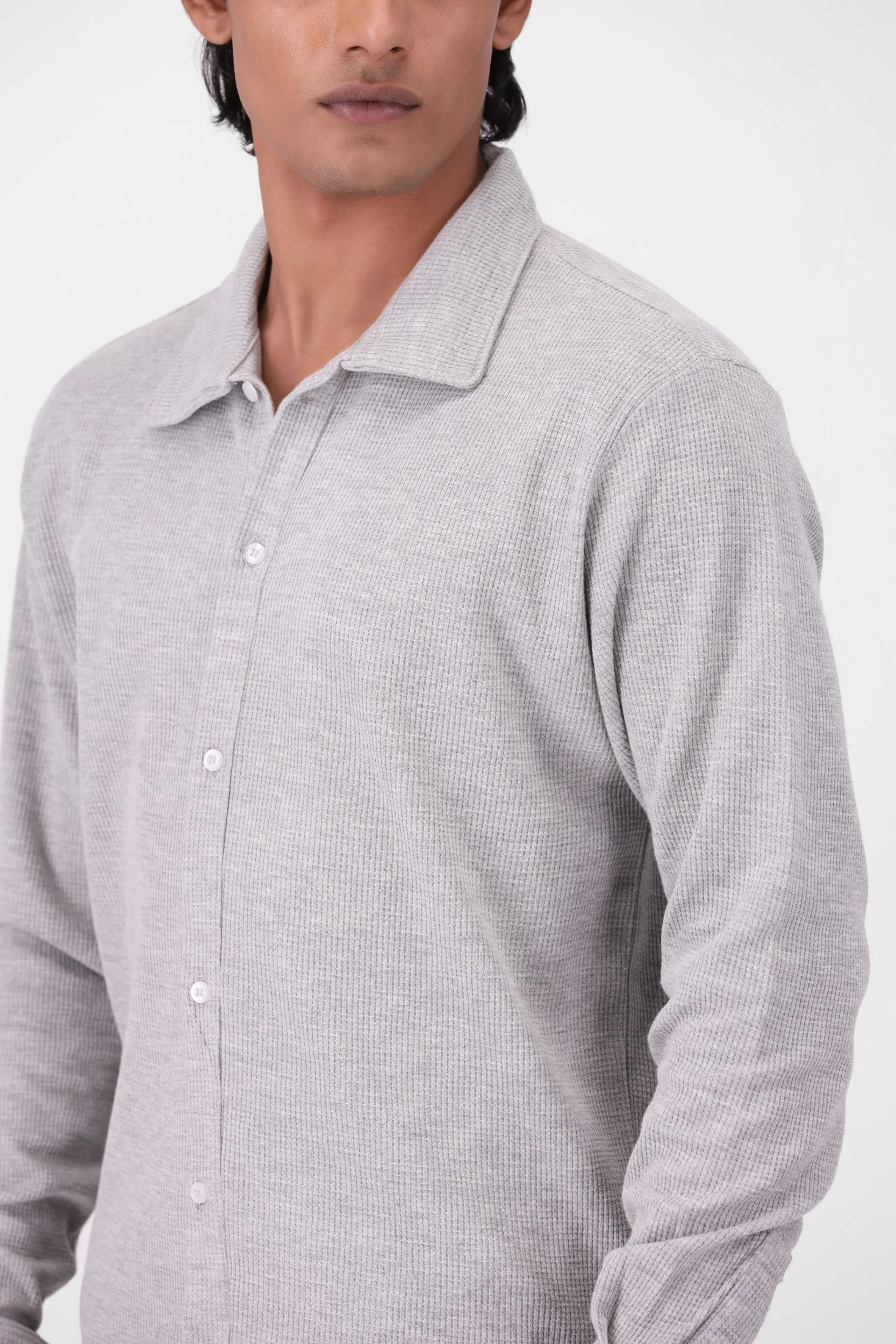 Grey Textured Casual Shirt