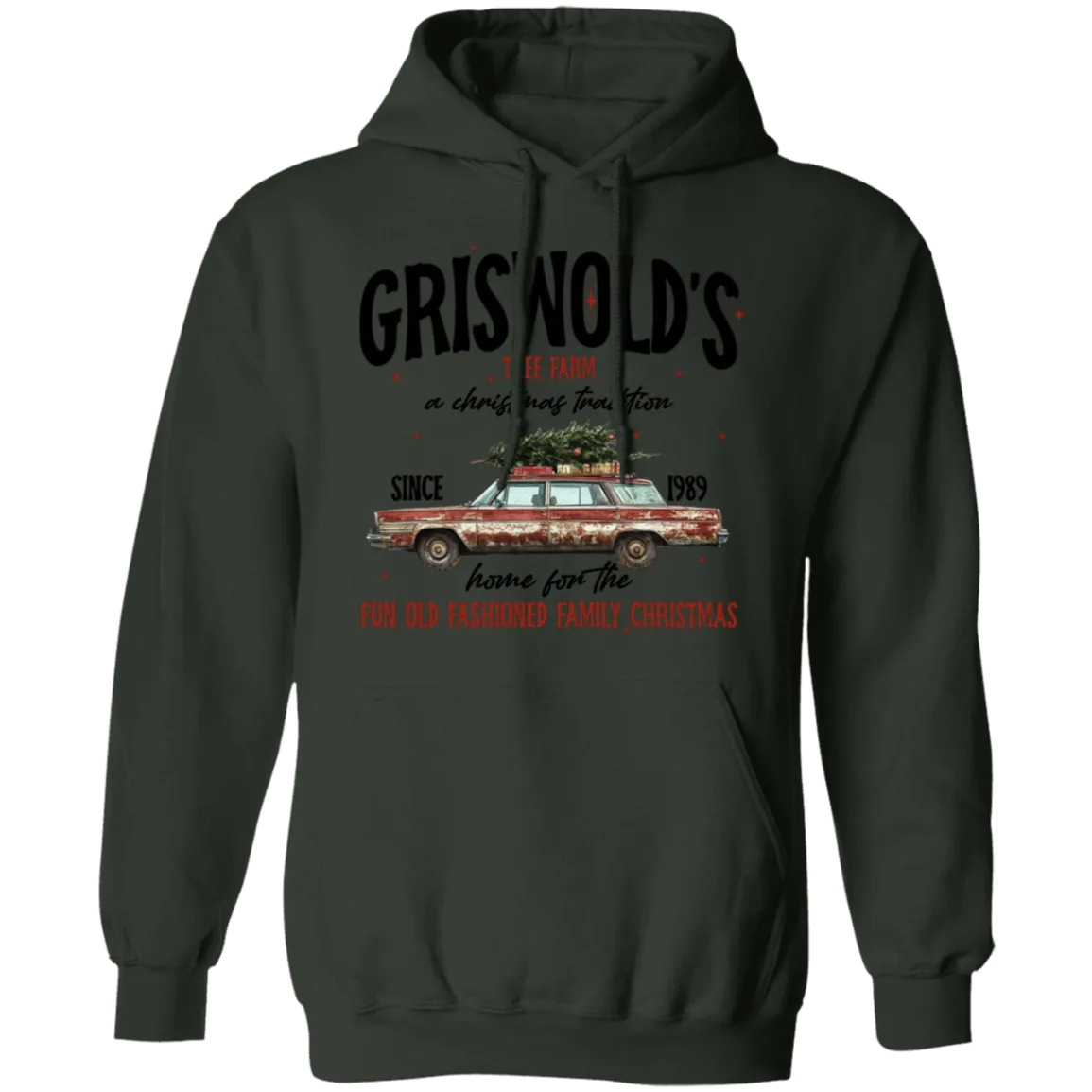 Griswold Christmas Tree Farm Gildan Hoodie – National Lampoon’s Christmas Vacation Inspired