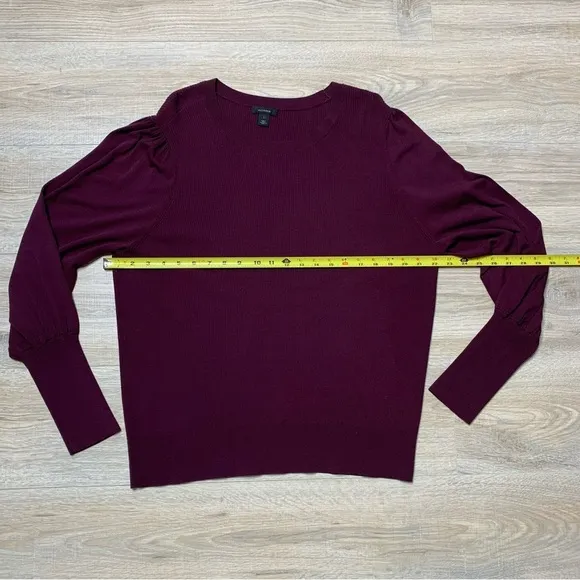 Halogen Sweaters Puff Sleeve Burgundy Stem Crewneck Sweater Size Large
