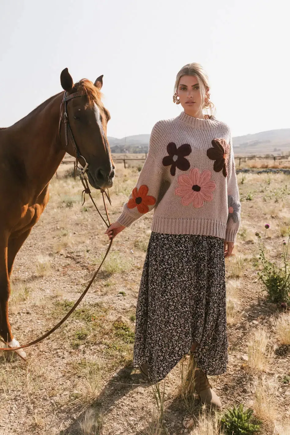 Hartley Floral Sweater in Mocha