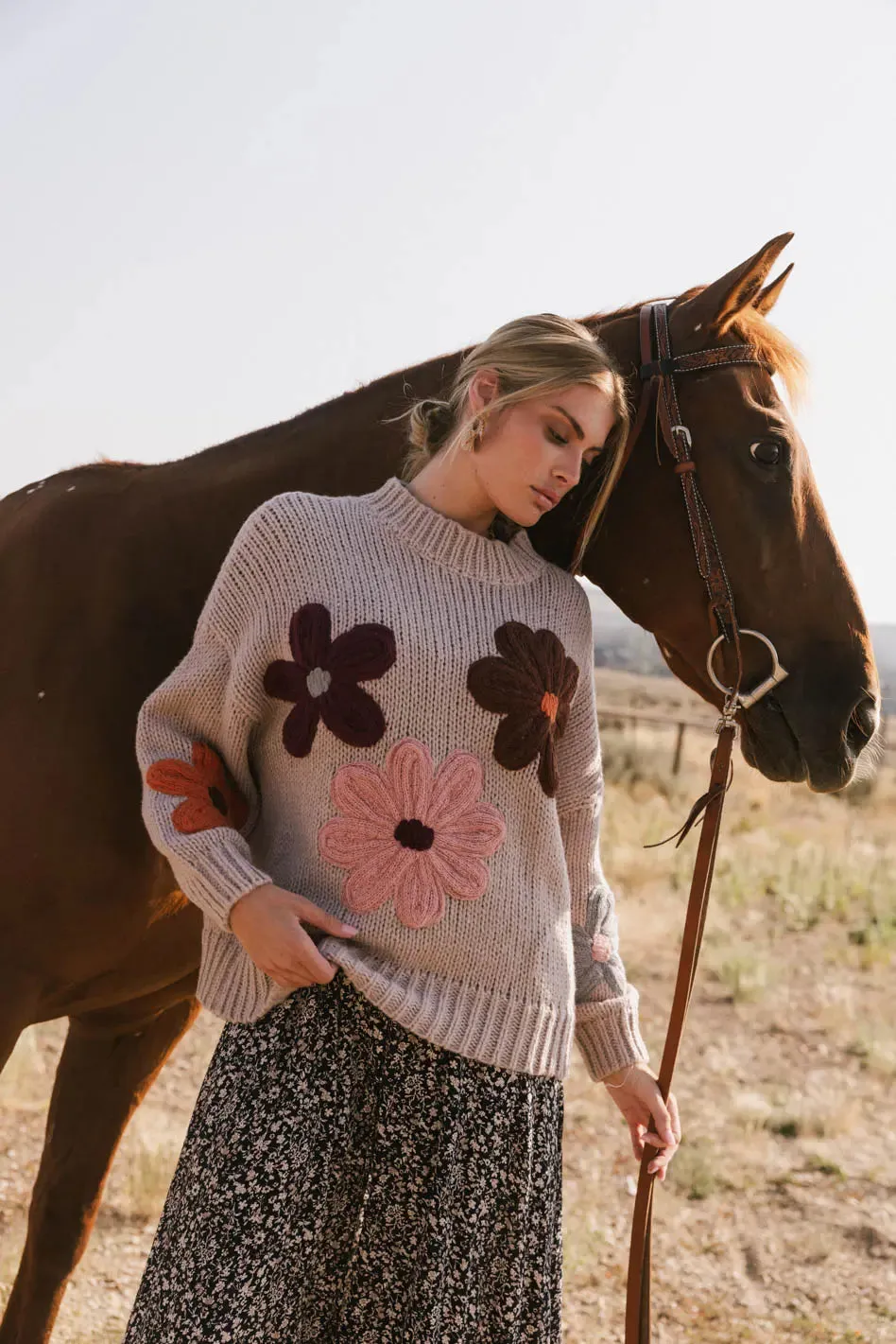 Hartley Floral Sweater in Mocha