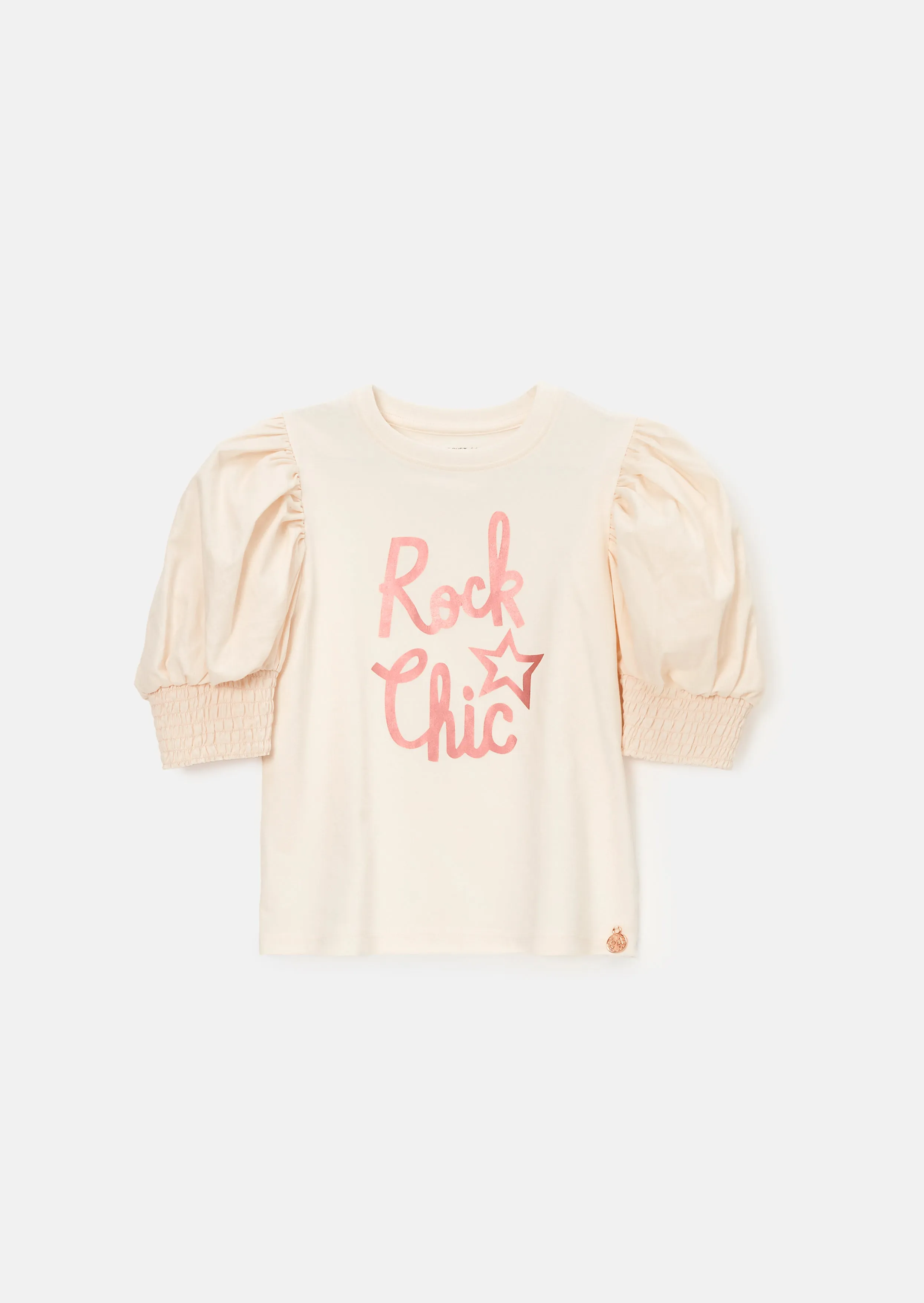 Heidi Pink Puff Sleeve Rock Tee
