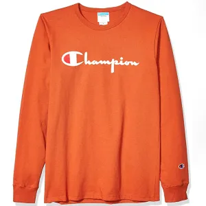 Heritage Flock Script Logo LS Tee (Burnt Orange)