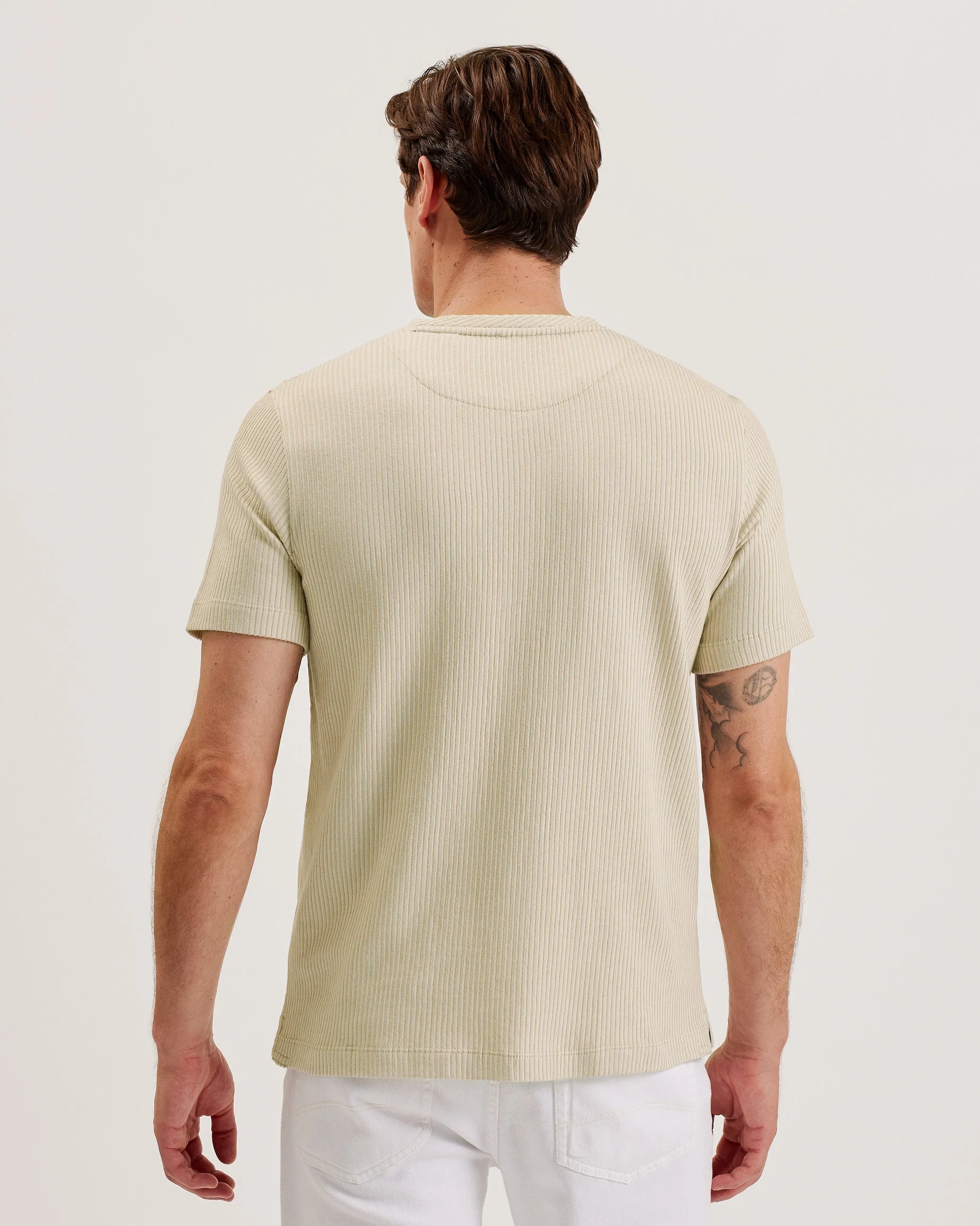 Heynes Short Sleeve Regular Fit Textured T-Shirt Beige