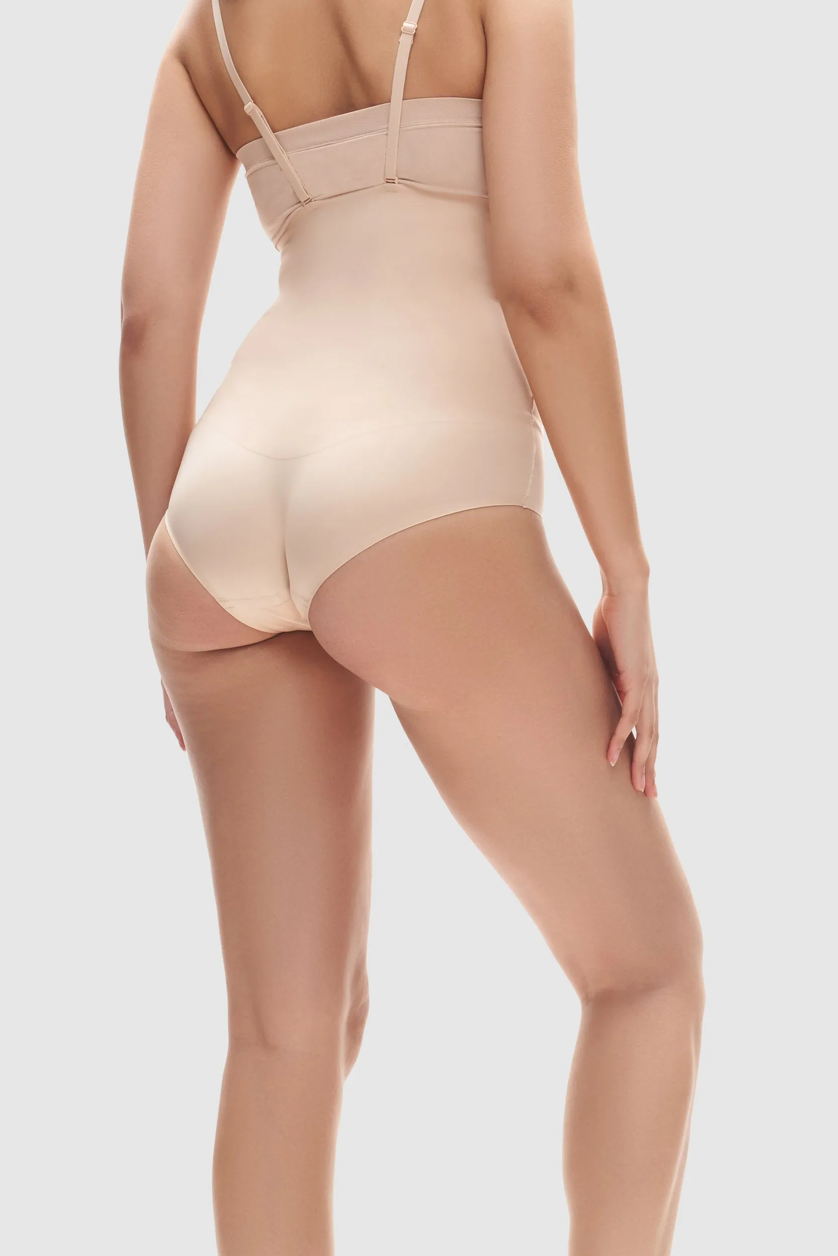 High-Waisted Perforated Shaping Briefs Almond