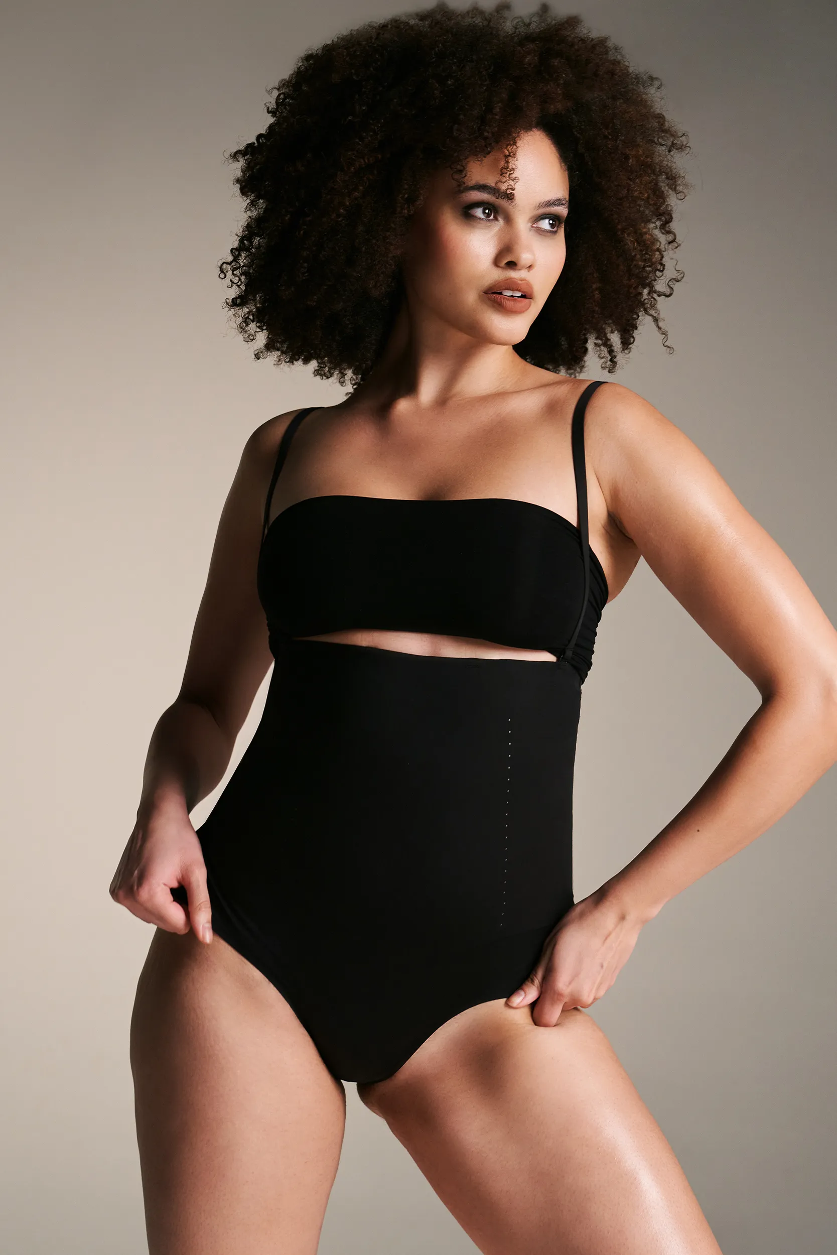 High-Waisted Perforated Shaping Briefs Black