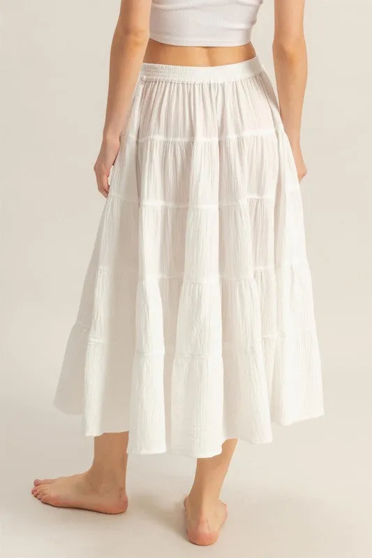 HYFVE Double Gauze Tiered Midi Skirt with Pockets
