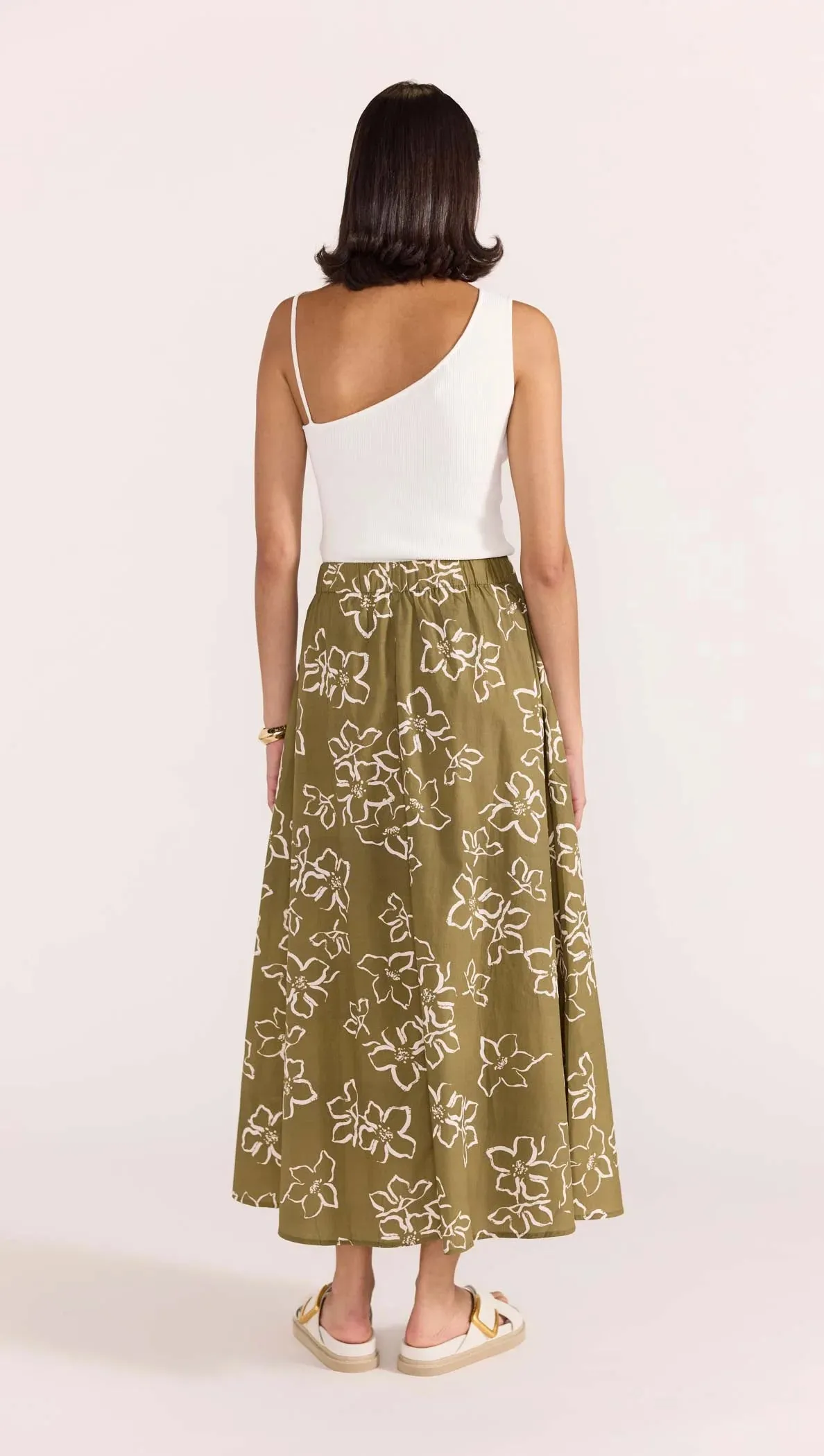 Ines Midi Skirt - Floral Khaki