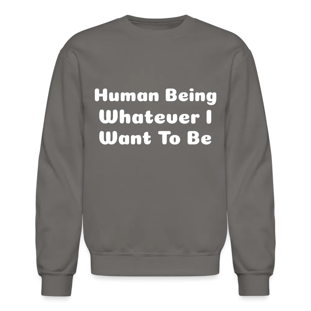 Inspirational crewneck sweatshirt telling you that you can be whatever you want to be.
