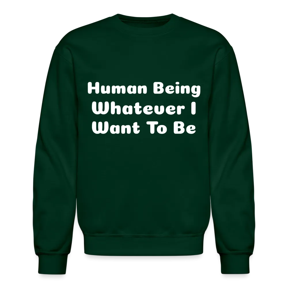 Inspirational crewneck sweatshirt telling you that you can be whatever you want to be.