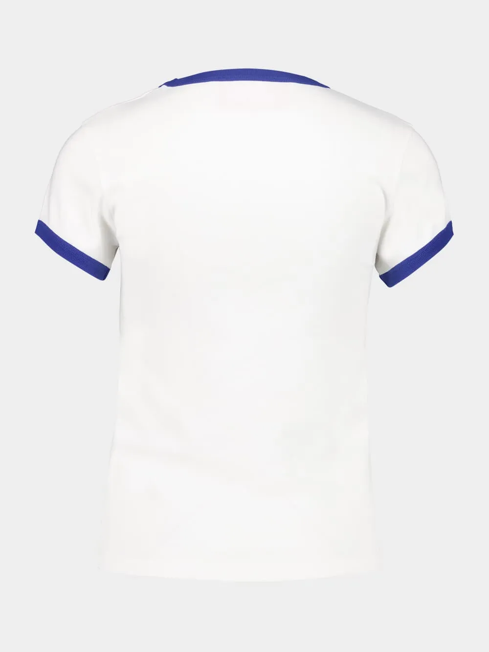 Ivory and Electric Blue Cotton Jersey T-Shirt