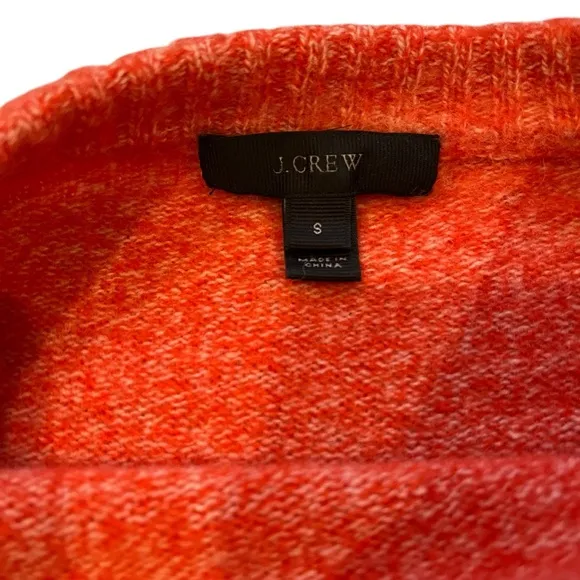 J. Crew Sweater Brushed 100% Lambswool Marled Red Cropped Side Buttons, Sz S