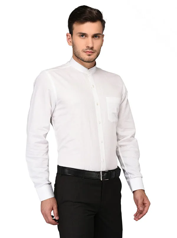 JadeBlue White Self Textured Regular Fit Formal Shirt