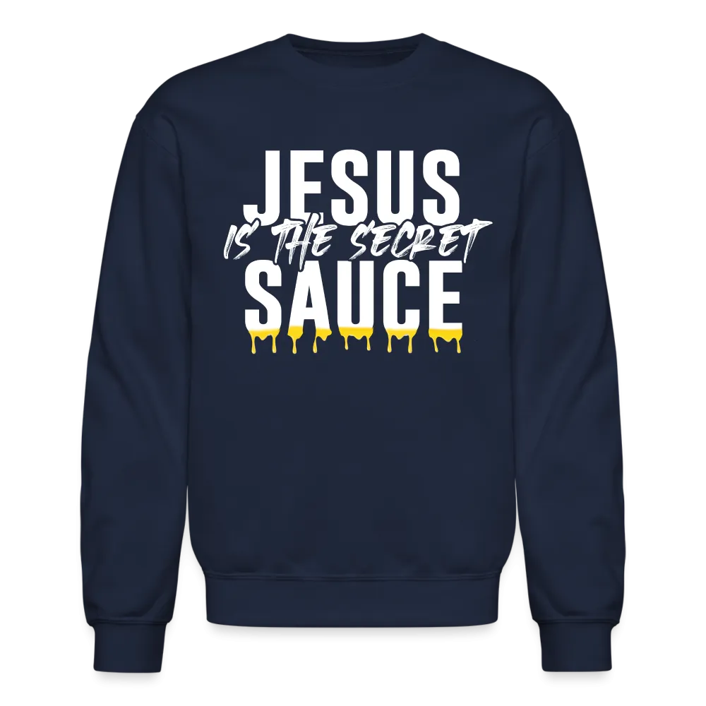 Jesus Is The Secret Sauce Crewneck Sweatshirt (Navy Blue)