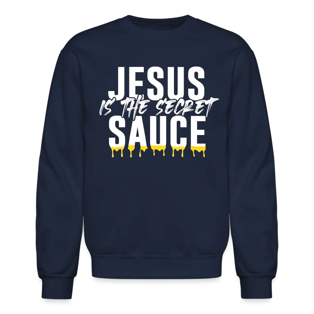 Jesus Is The Secret Sauce Crewneck Sweatshirt (Navy Blue)