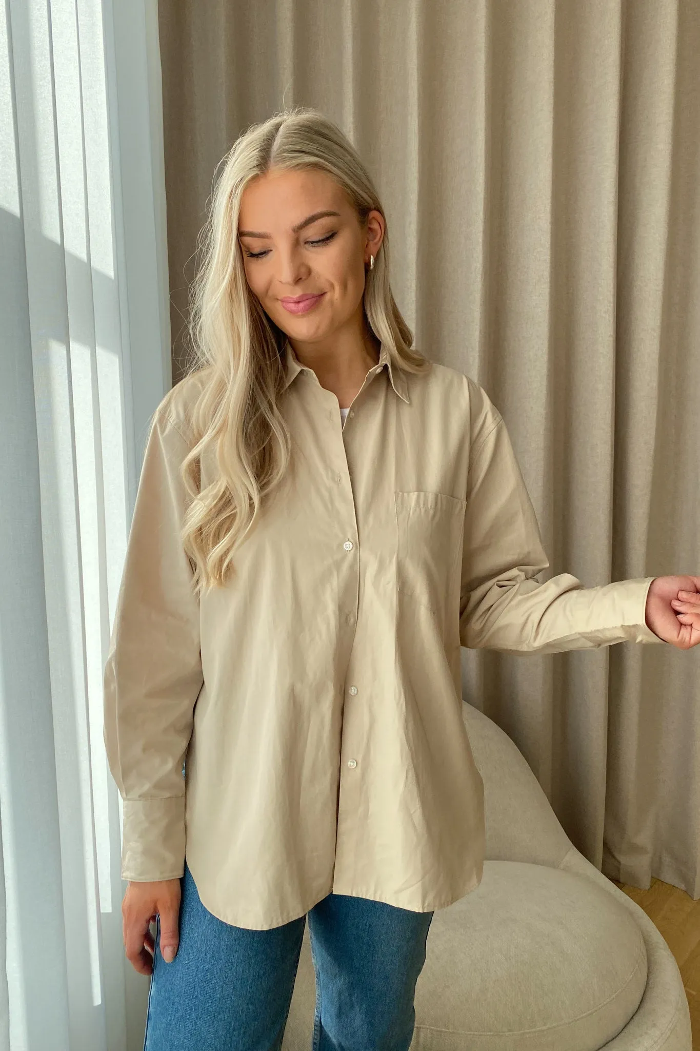 JXJamie Oversized Skjorte - Beige