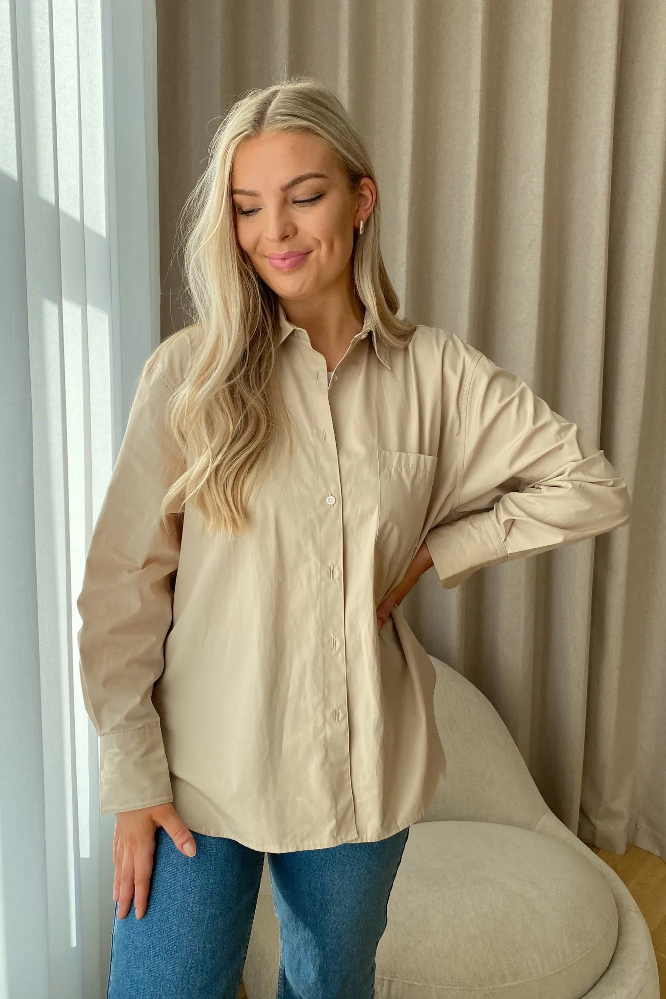 JXJamie Oversized Skjorte - Beige