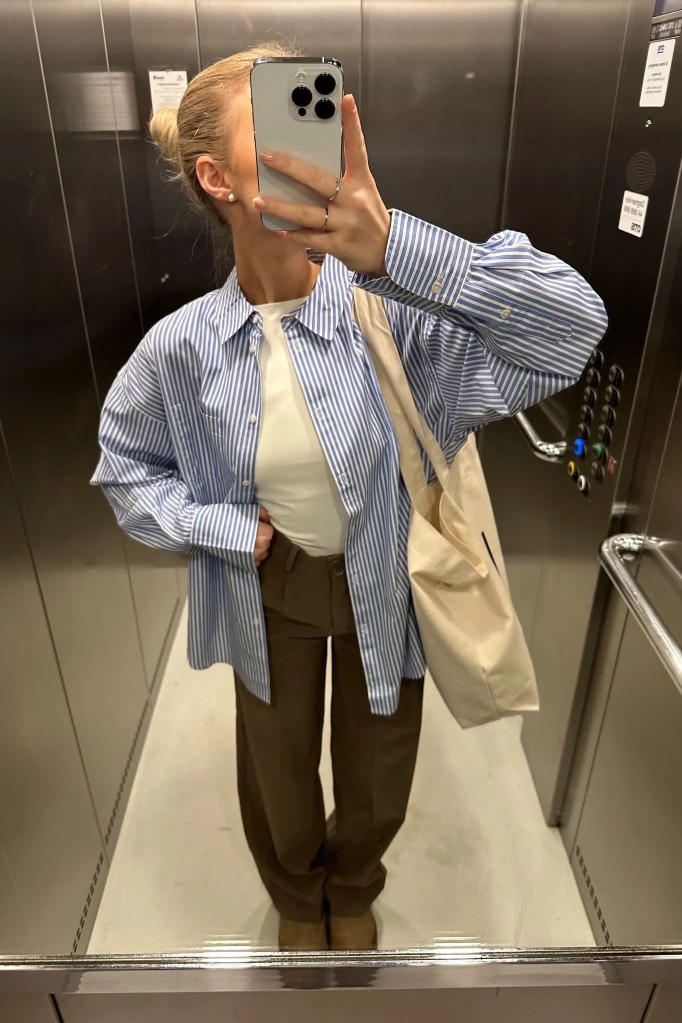 JXJamie Oversized Skjorte - Blå Hvid Stribet