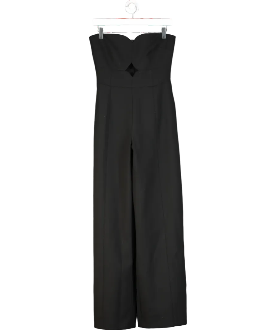 Karen Millen Black Stretch Bandeau Tailored Wide Leg Jumpsuit UK 8