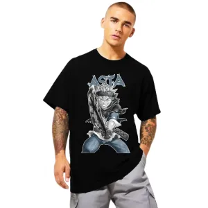 KART BLACK Men's & Women's Anime Over Sized  Printed T-Shirts T-Shirts | (MT - ANIME - ASTA)