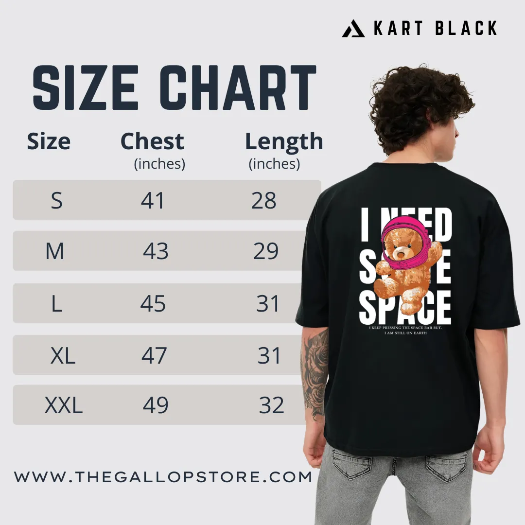 KART BLACK Men's Oversized Dream Printed T-Shirts