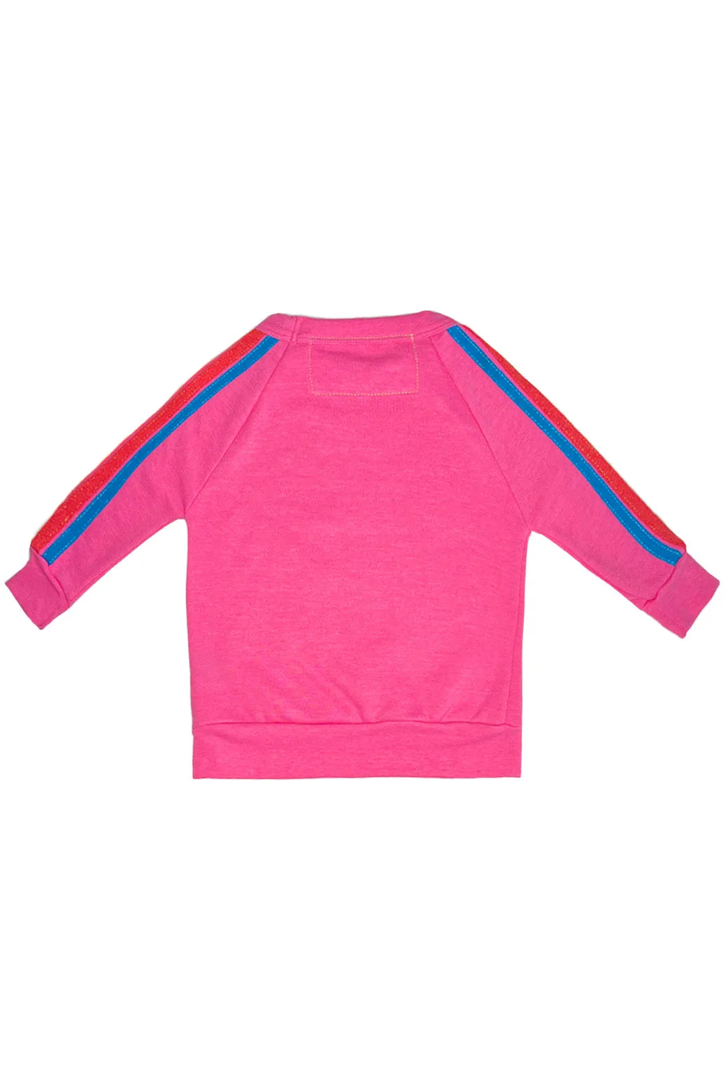 KID'S 5 STRIPE SMILEY 2 CREW SWEATSHIRT - PARIS PINK // NEON RAINBOW