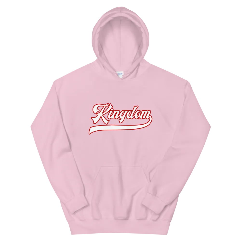 Kingdom Script ~ White with Red Border *ADULT HOODIE*