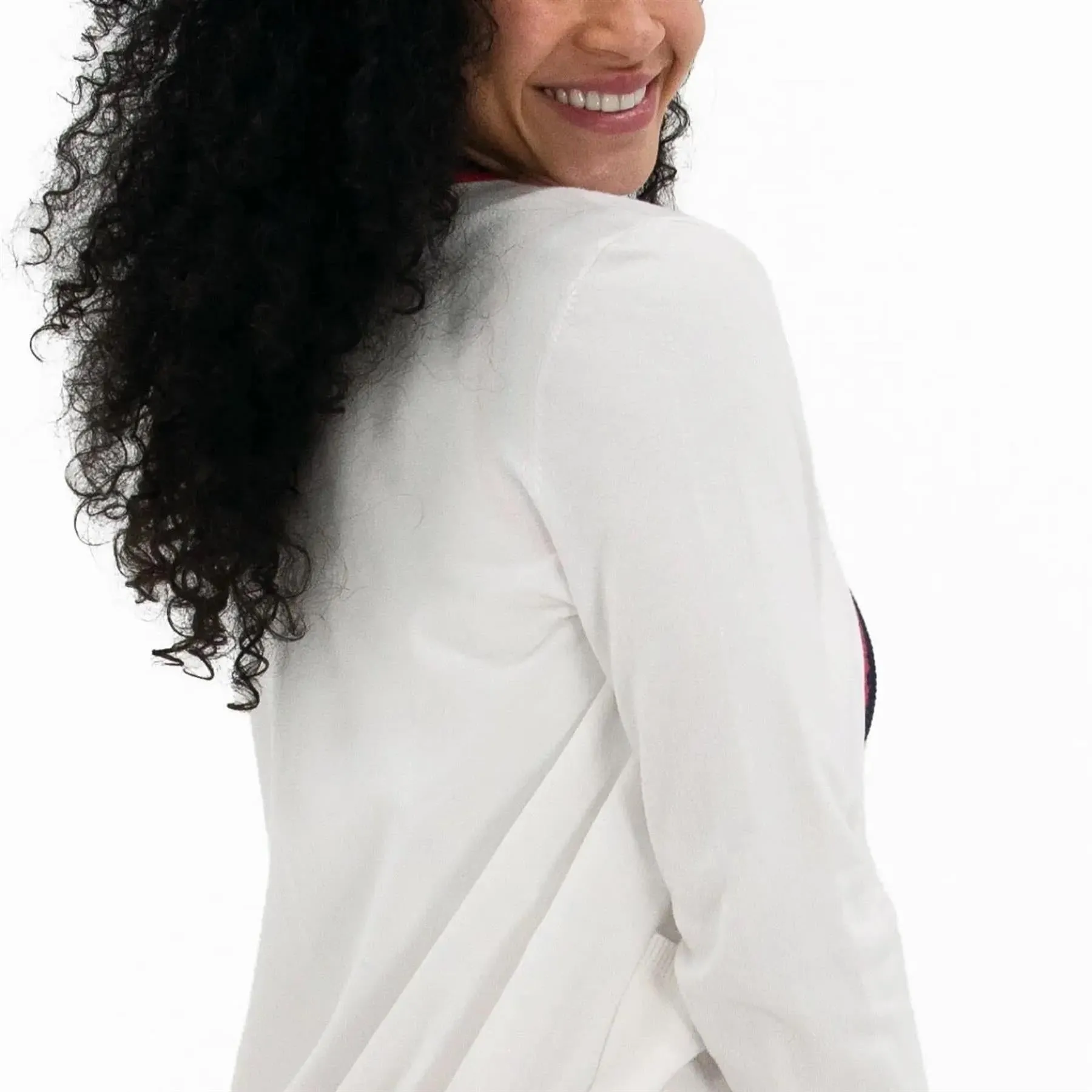 Knit Cardigan White/Navy/Red