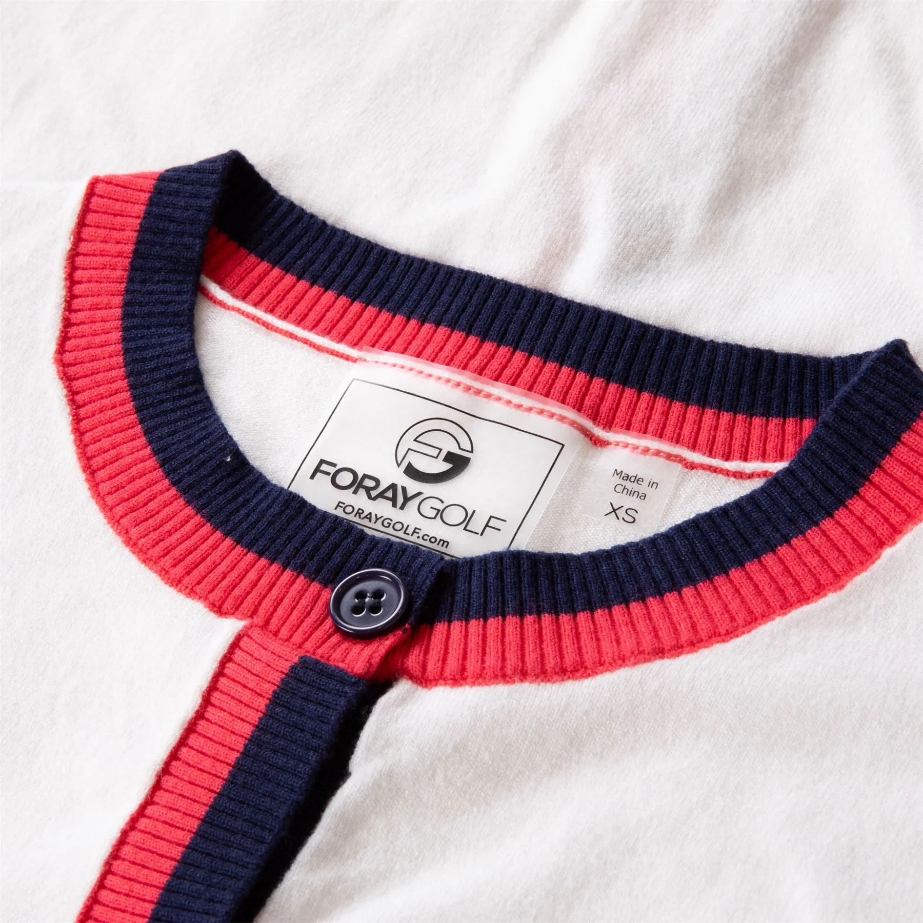 Knit Cardigan White/Navy/Red