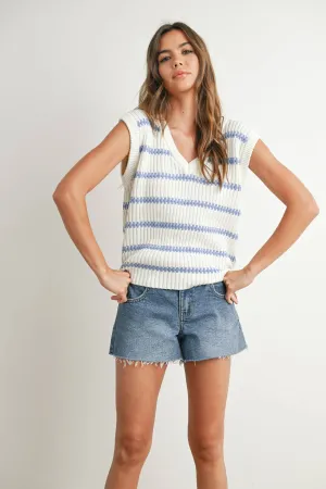 Knitted Sleeveless V-Neck Sweater Top