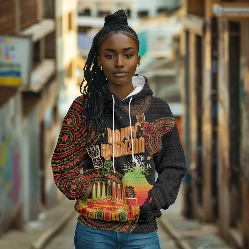 Kwanzaa Kinara Candles Hoodie African Tribal Pattern LT05