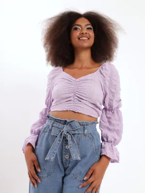 Ladies Long Sleeve Textured Top - Lilac