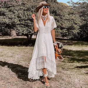 Ladies Sexy Deep V Beach Dress
