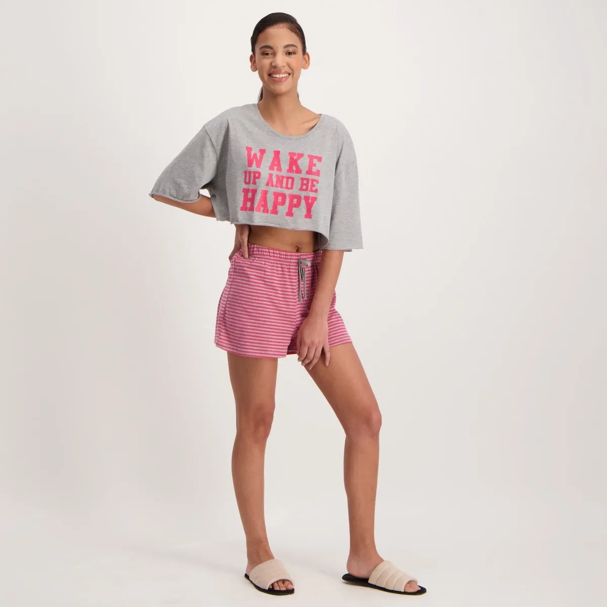 Ladies Wake-Up Boxy Sleep Top - Grey