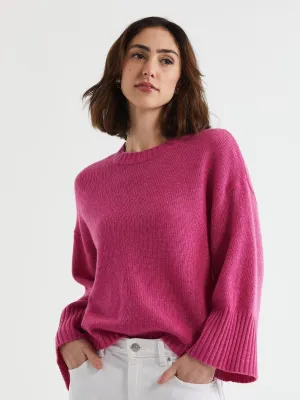 LD & Co Wide Sleeve Crew Jumper - Grape