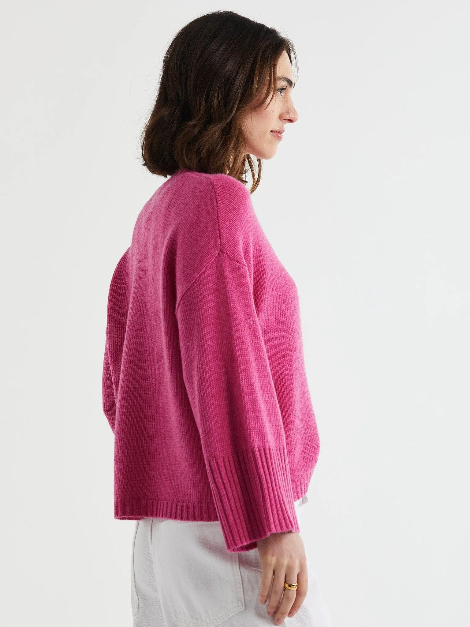 LD & Co Wide Sleeve Crew Jumper - Grape