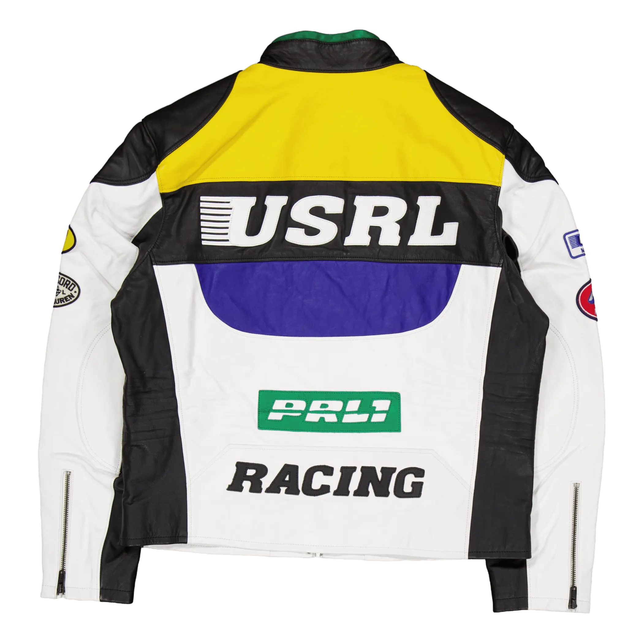 Leather Café Racer Jacket White Multi