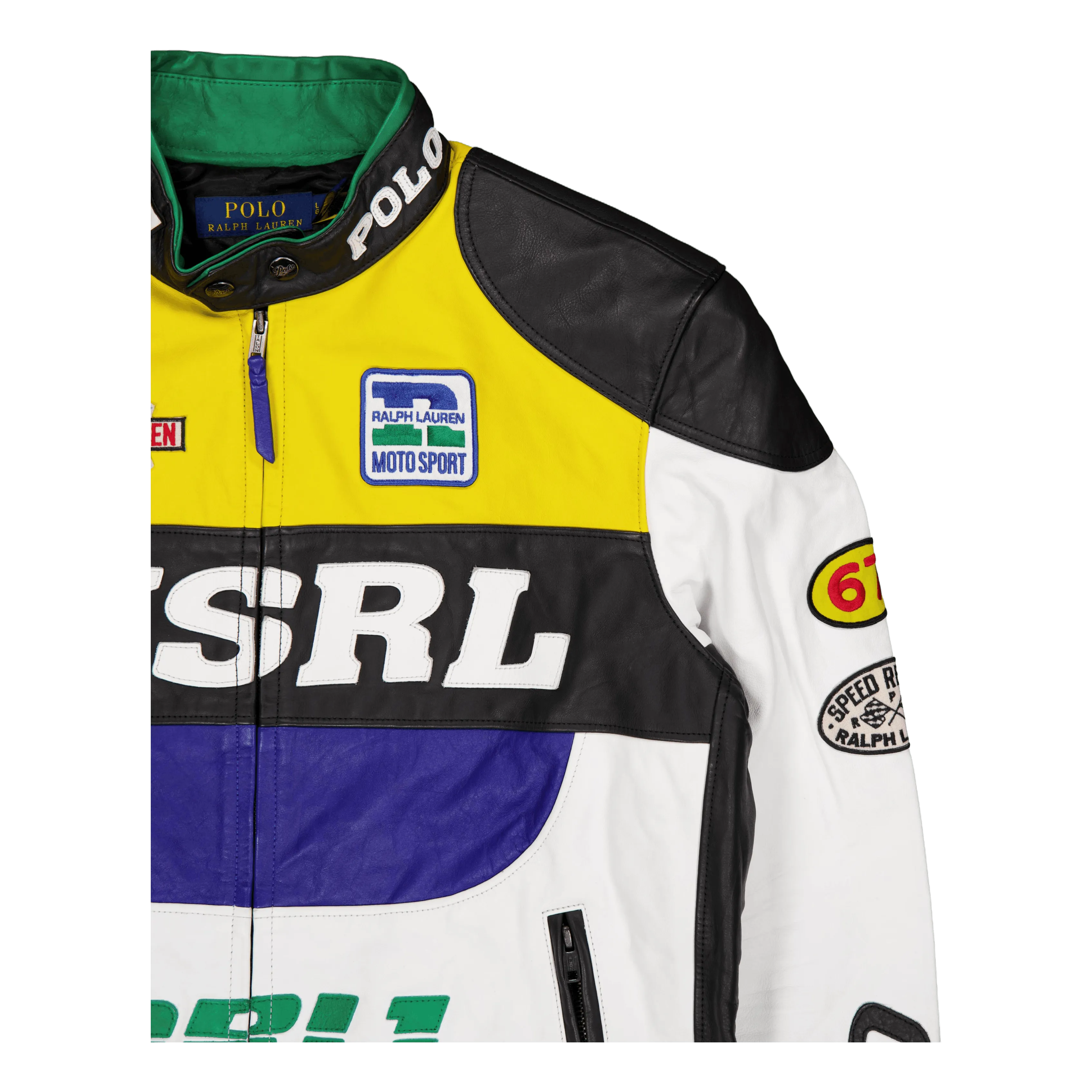 Leather Café Racer Jacket White Multi