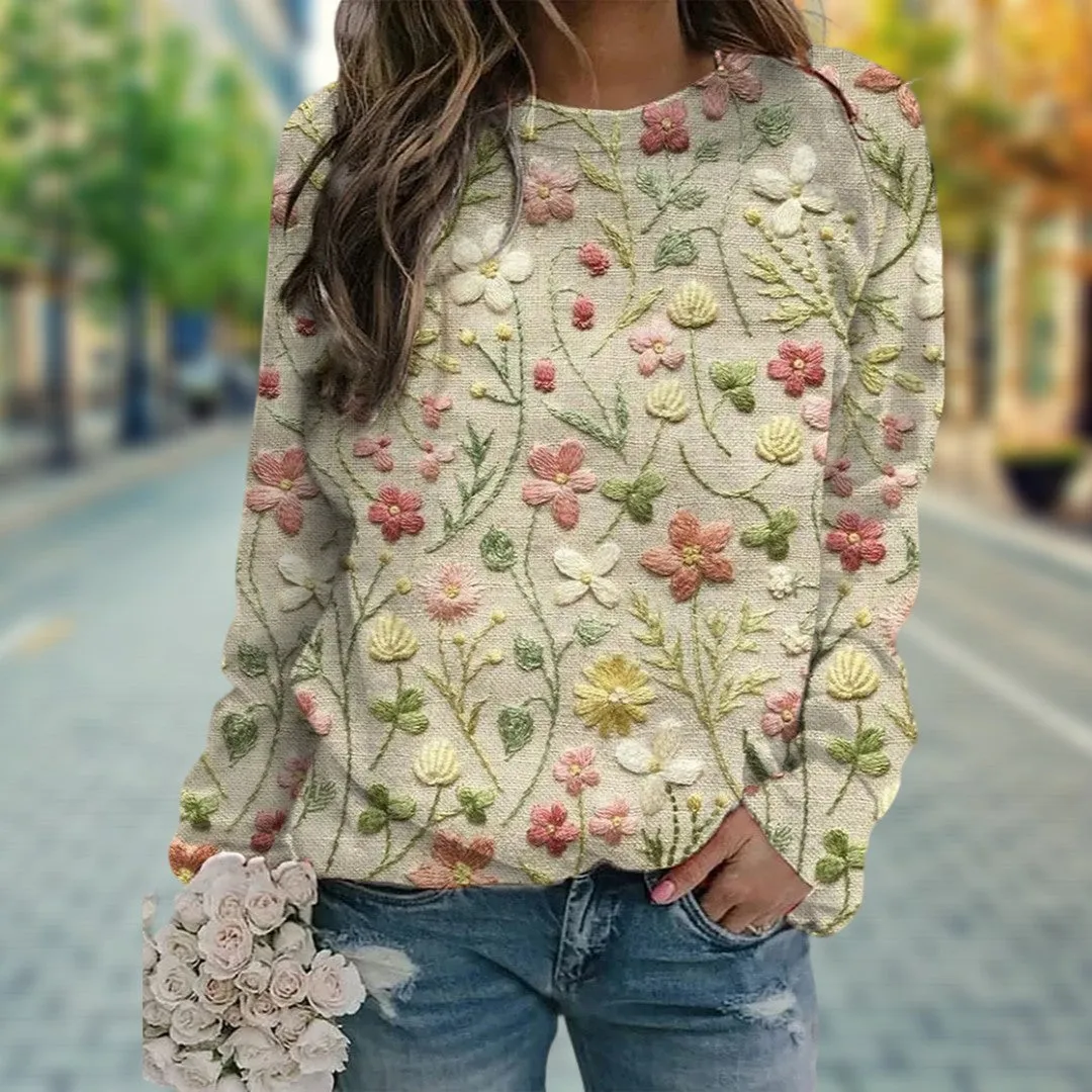 Leilani | Women Flower Embroidery Pullover | Casual